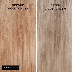The effects of using John Frieda's purple toning shampoo on brassy blonde hair
